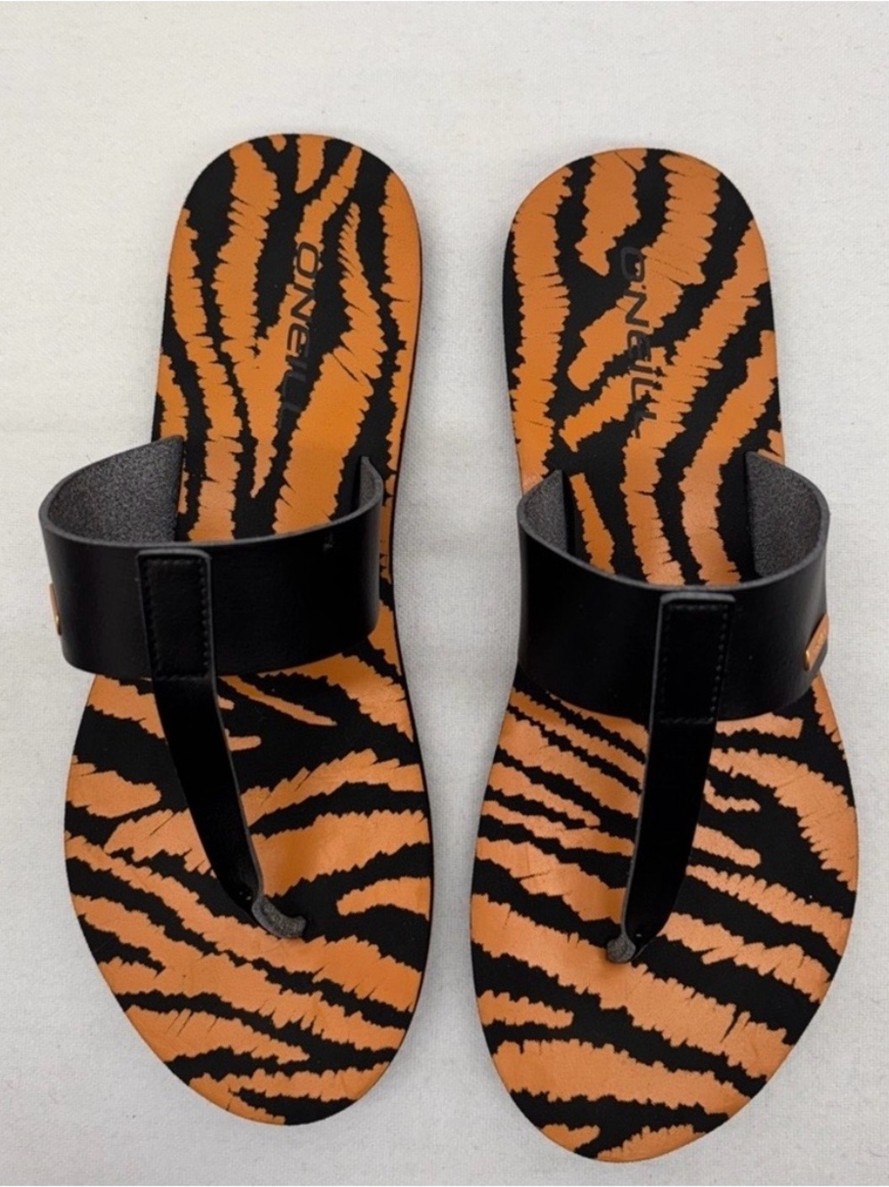 O'Neill Tiger Print T-Strap Sandals